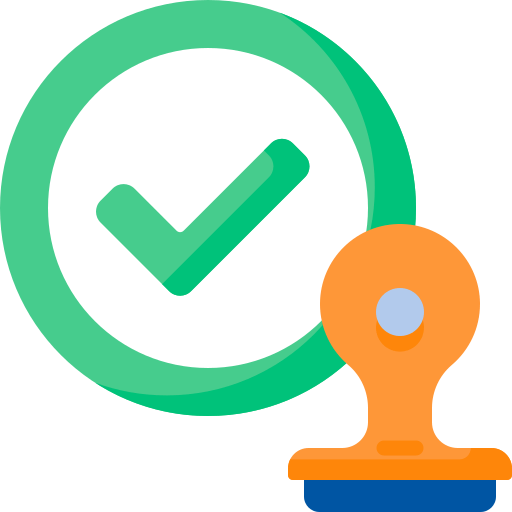 Ícone de carimbo com check no meio